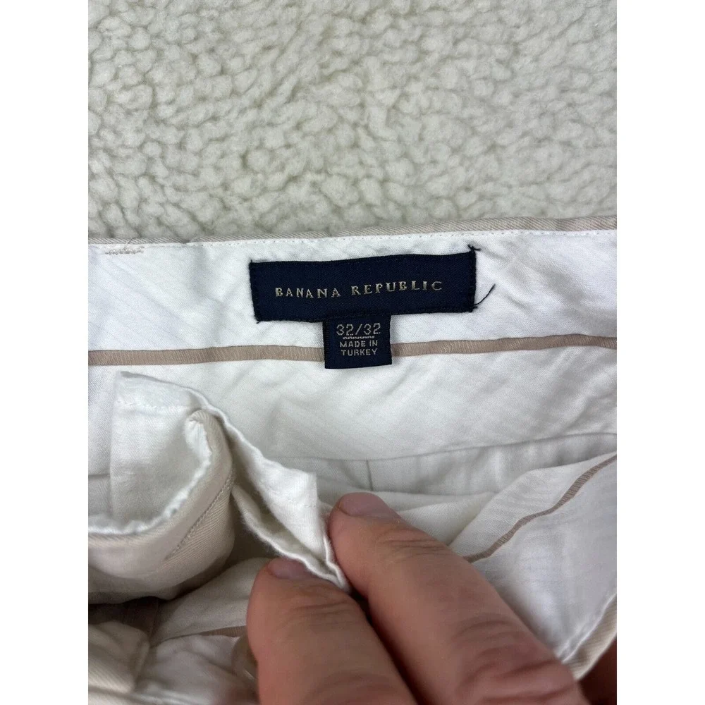 Banana Republic Chino Pants Mens Size‎ 32 x 32 Flat Front Straight Canvas Tan